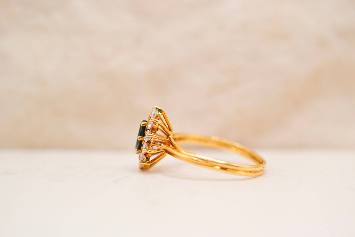 Bague Marquise Saphir et Diamants