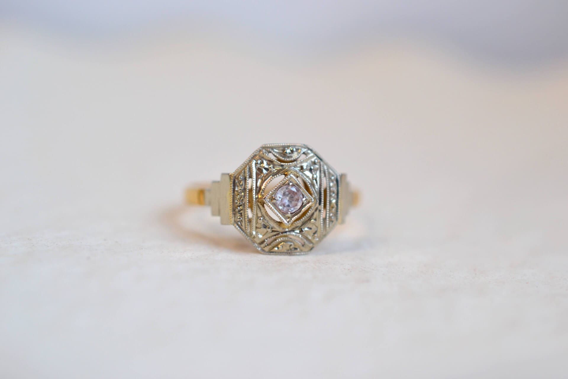 Bague monture octogonale oxyde