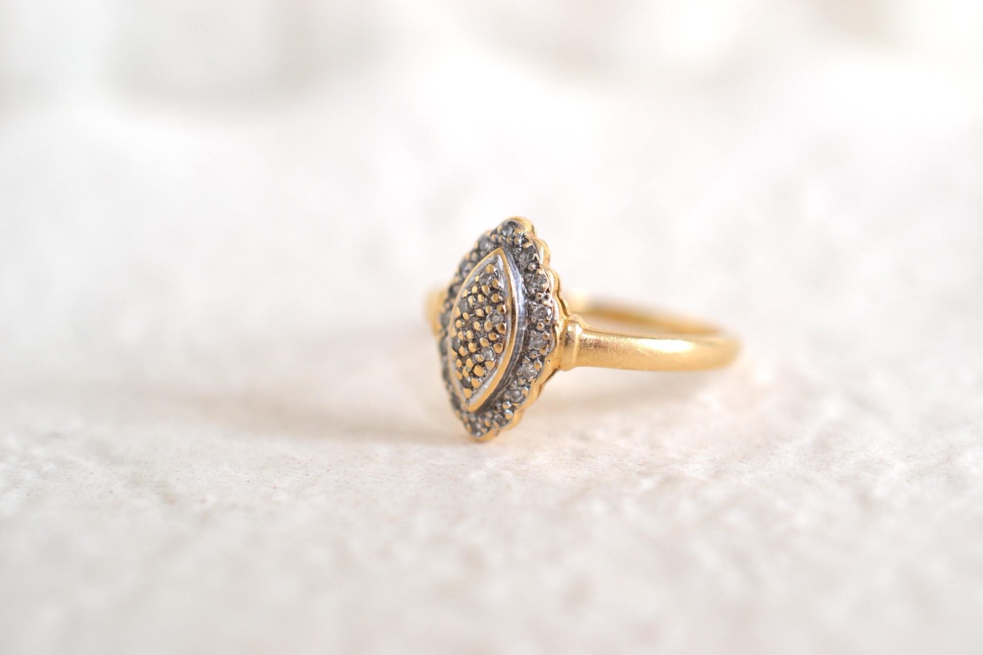 Bague Navette Diamants 2 Ors
