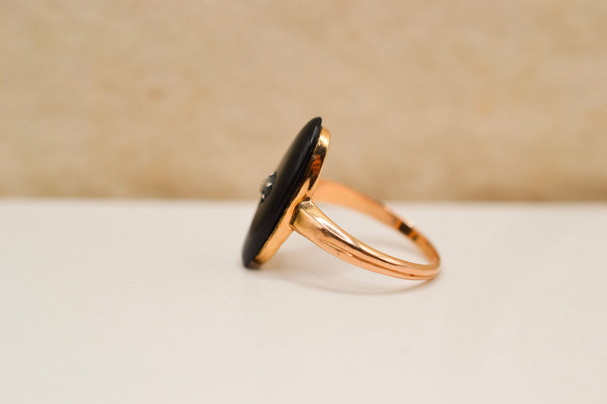 Bague mandorle Onyx & Diamant