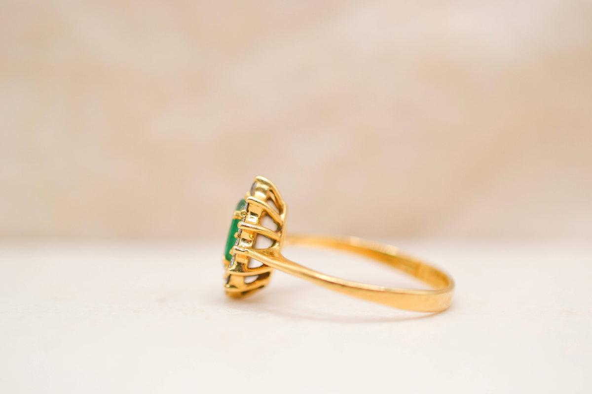 Bague navette Emeraude & Diamants