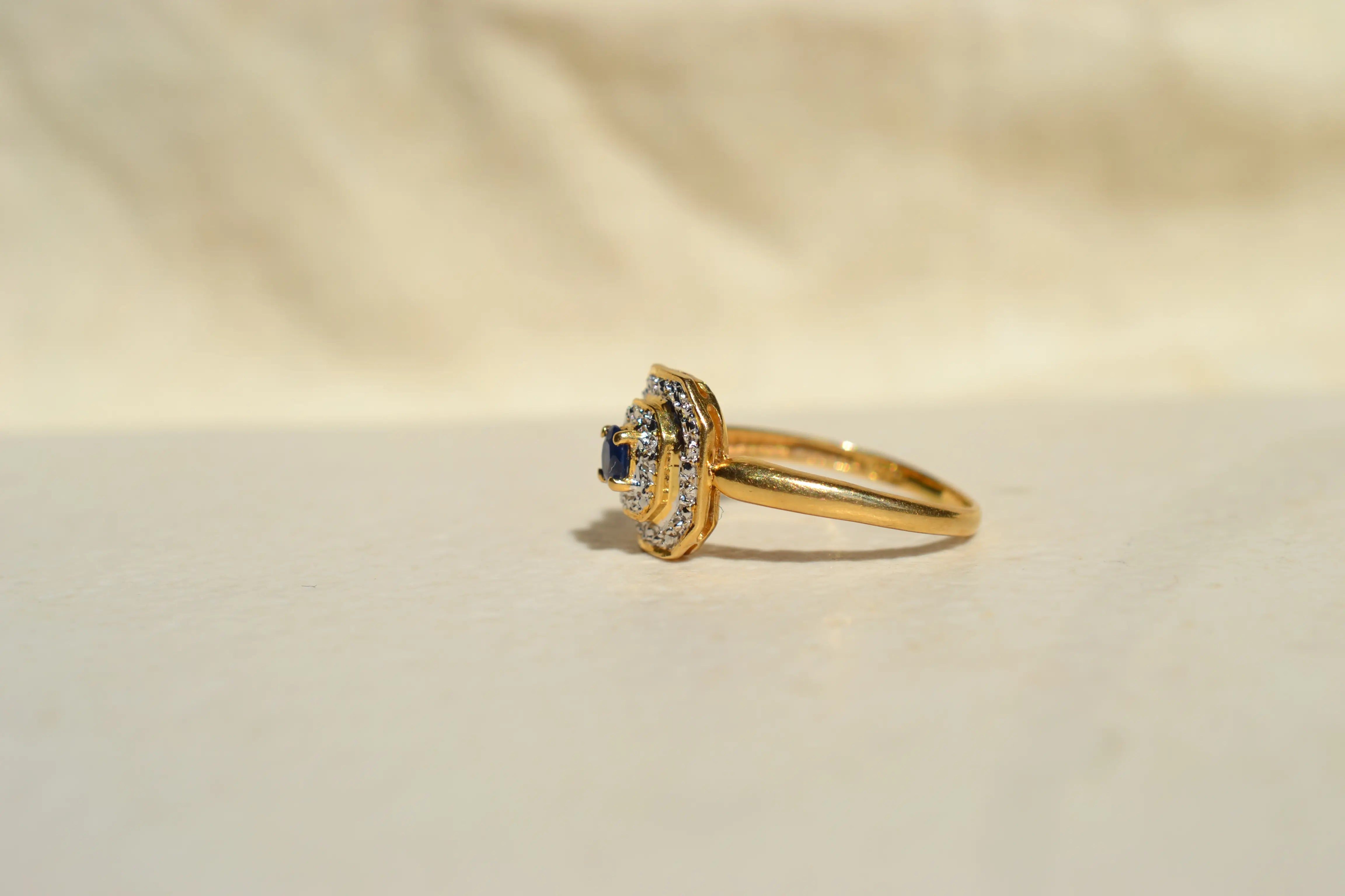 Bague octogonale Saphir et Diamants 2 Ors