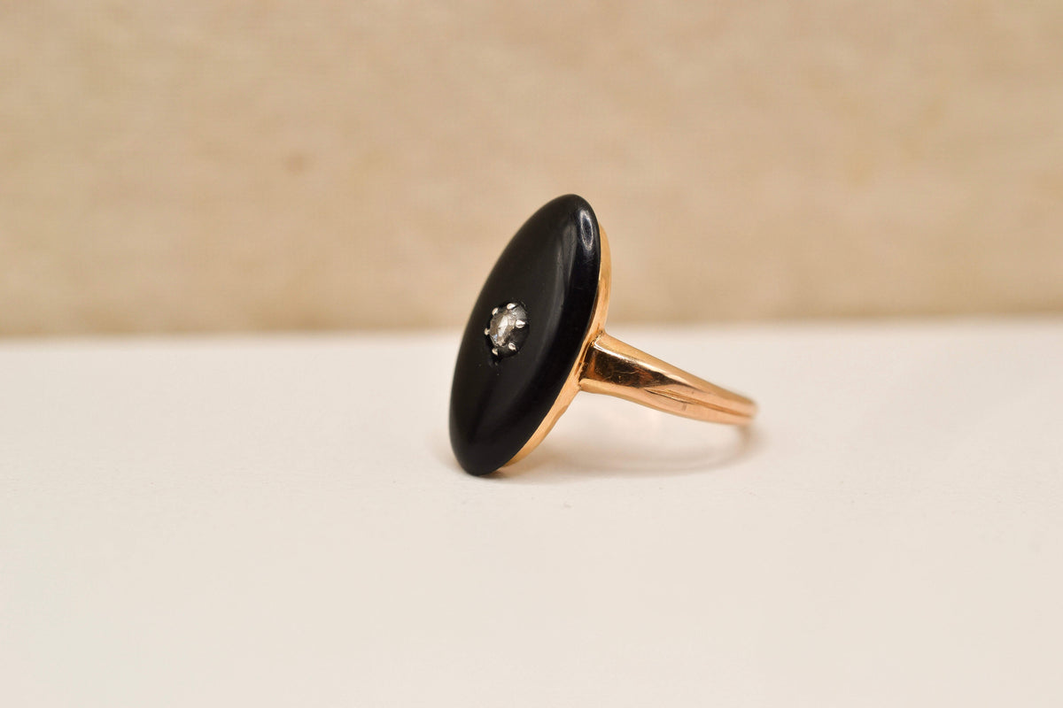 Bague mandorle Onyx & Diamant