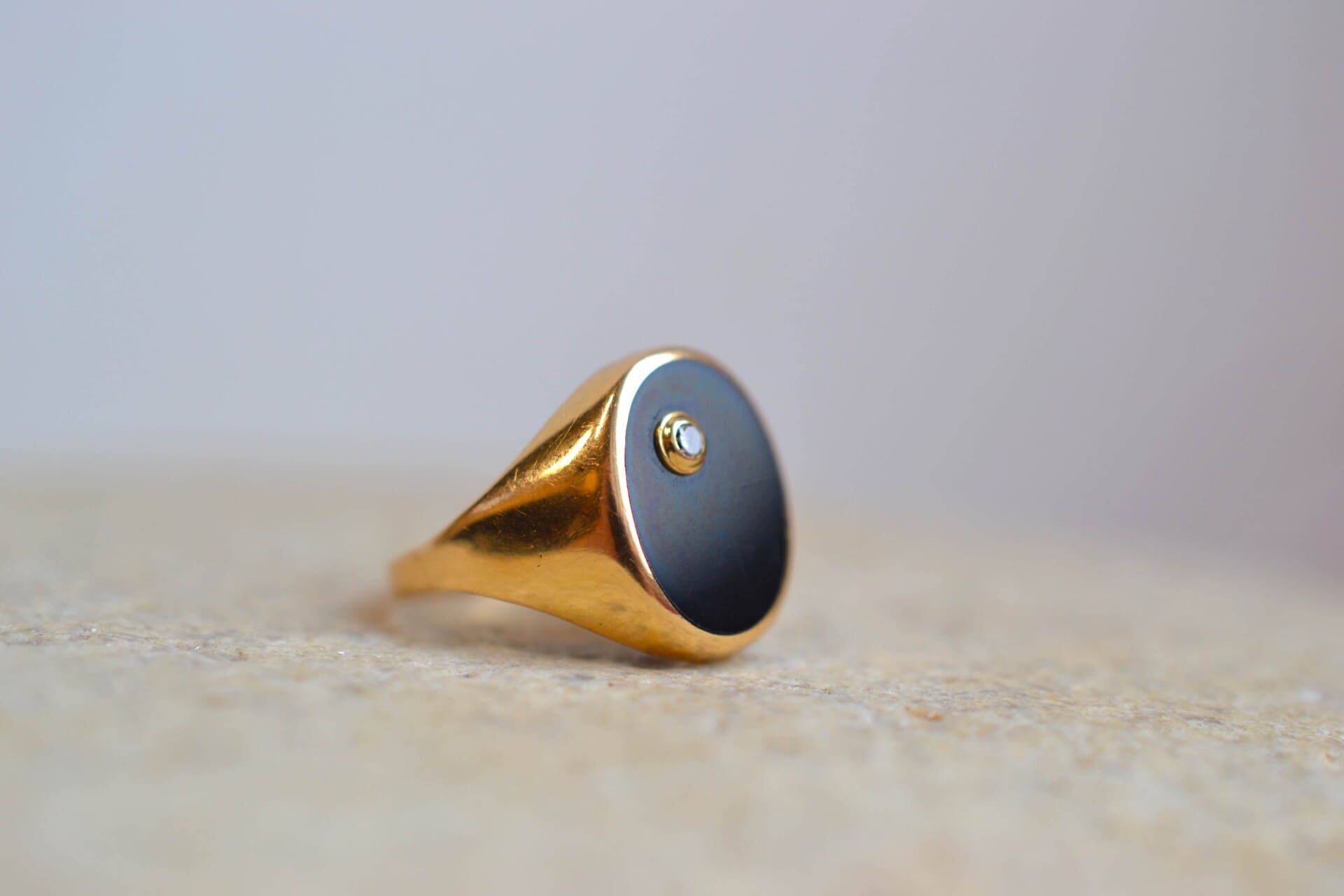 Bague plaque Onyx et Diamant