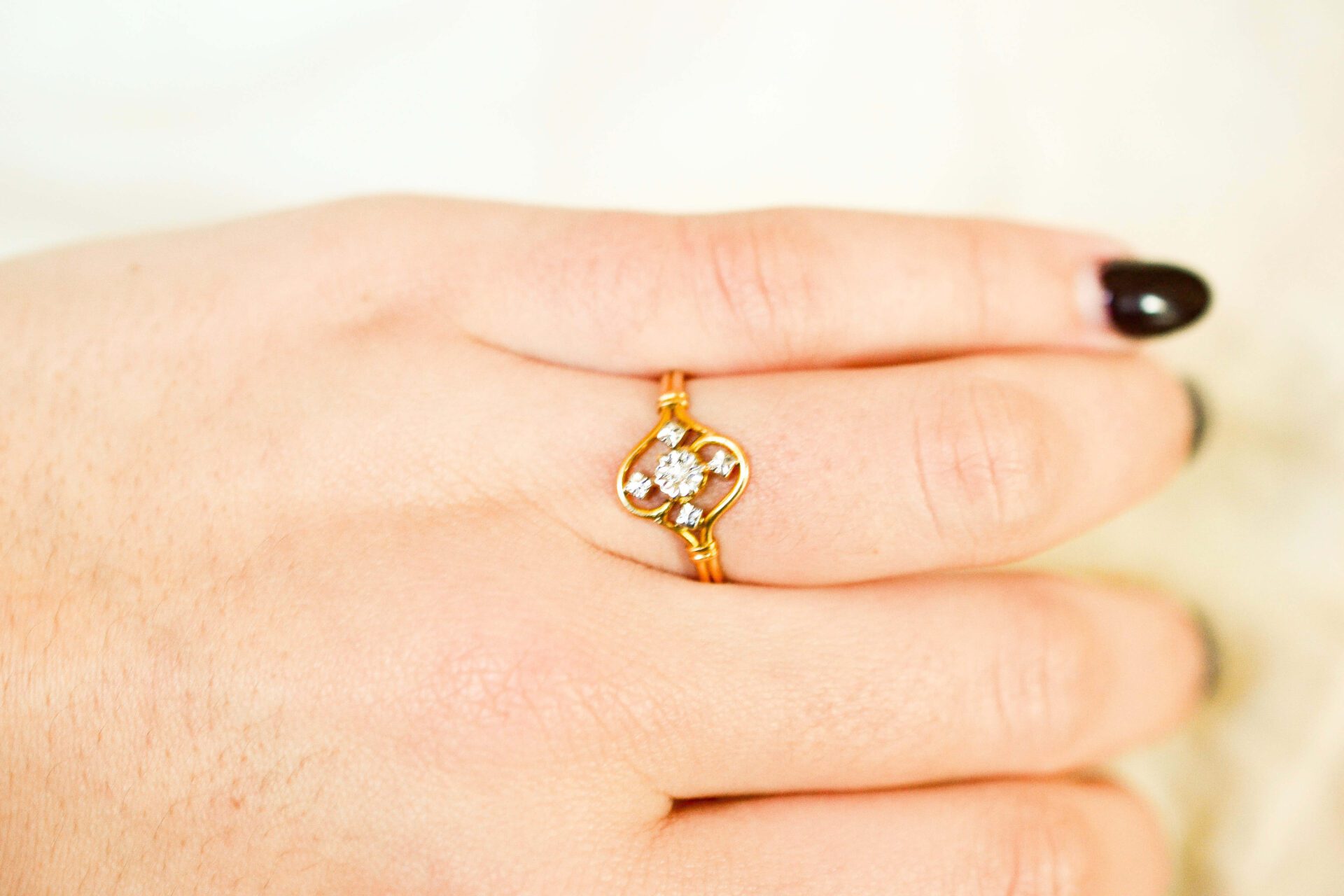 Bague typique Art Nouveau 2 Ors