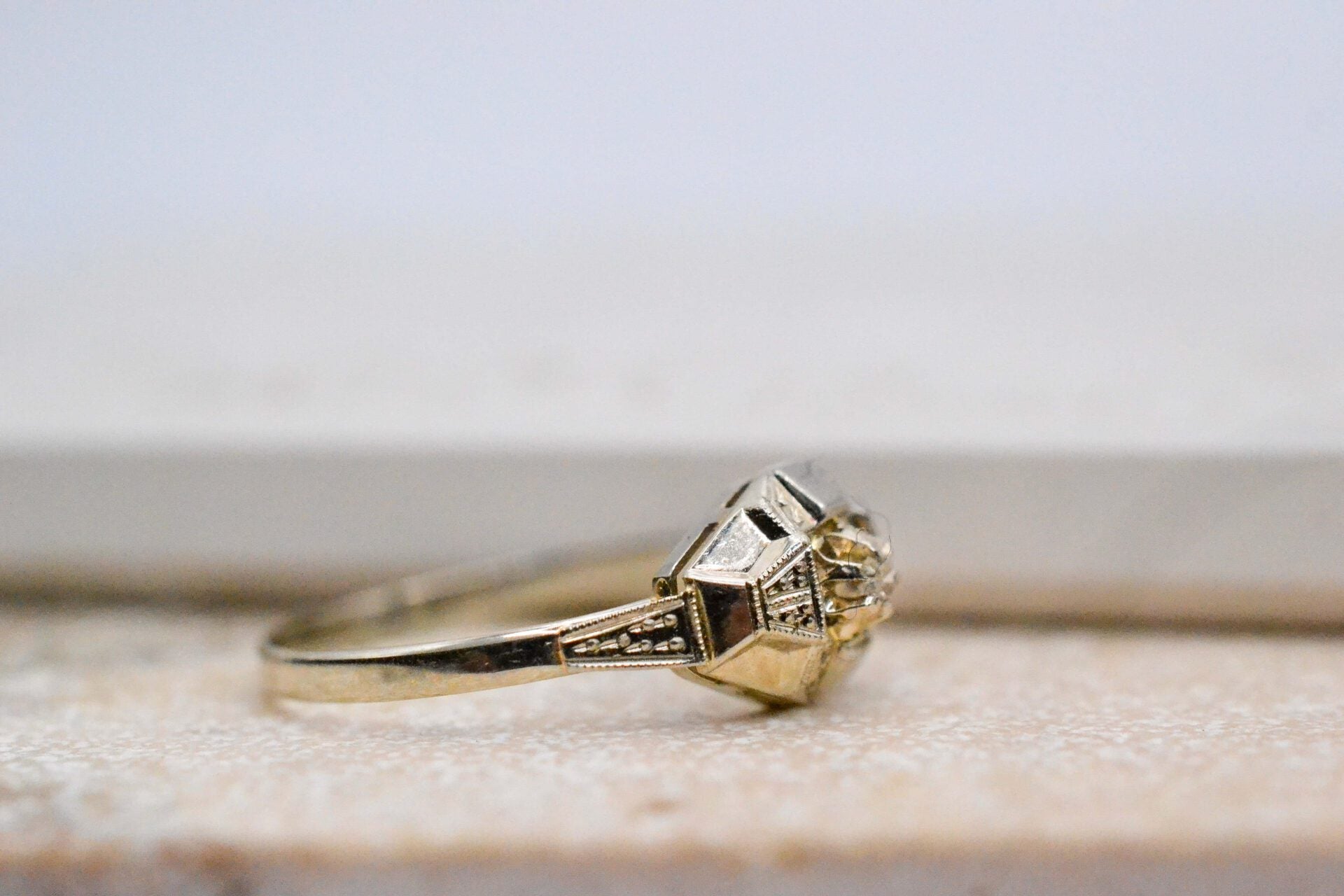 Bague Art Déco losangique Or blanc