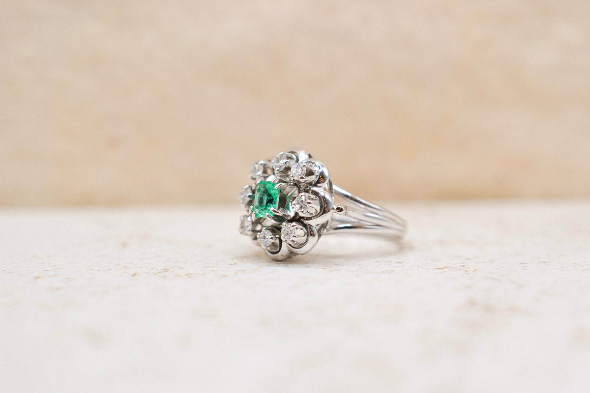 Bague flocon Diamants Emeraude