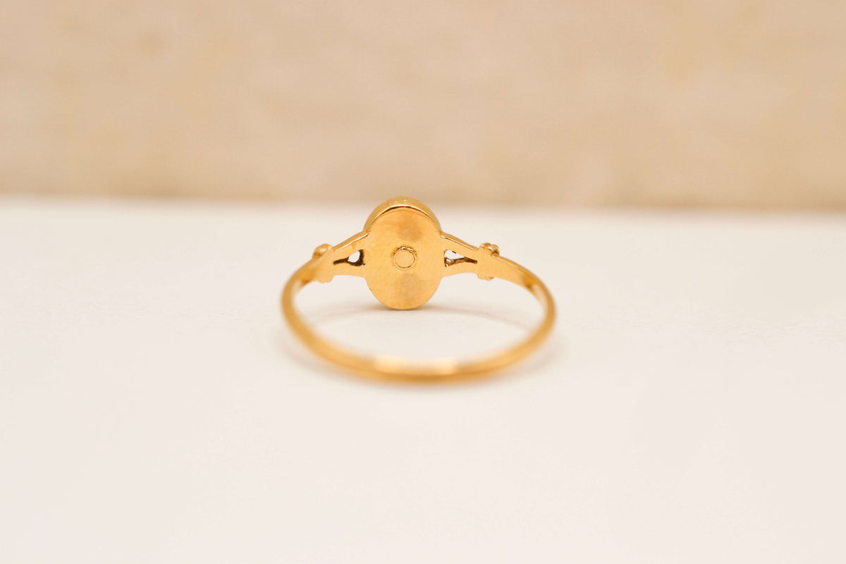 Bague ovale plaque Onyx & Diamant