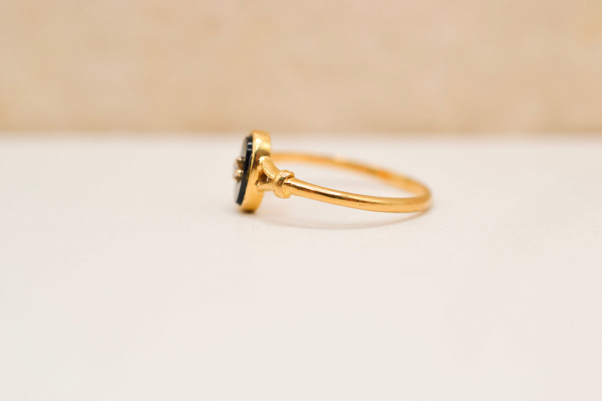 Bague ovale plaque Onyx & Diamant