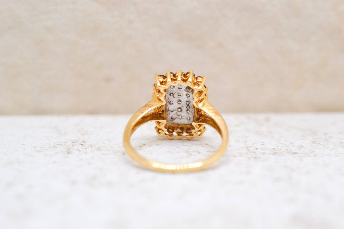 Bague rectangulaire Diamants blancs & champagnes