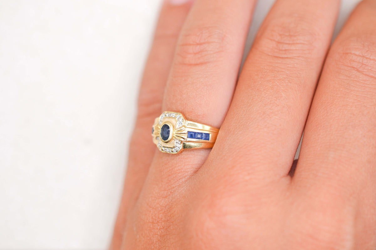Bague bandeau Saphirs et Diamants