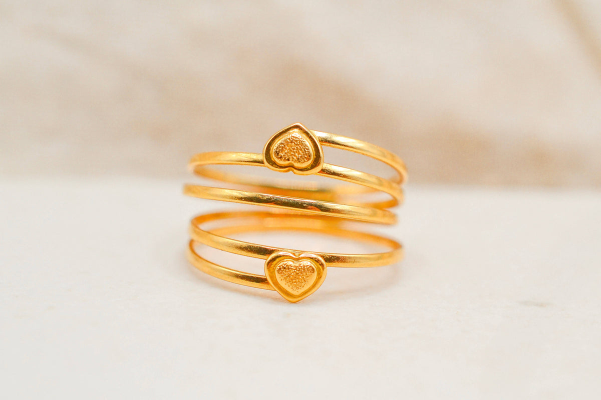 Bague multi-anneaux coeur