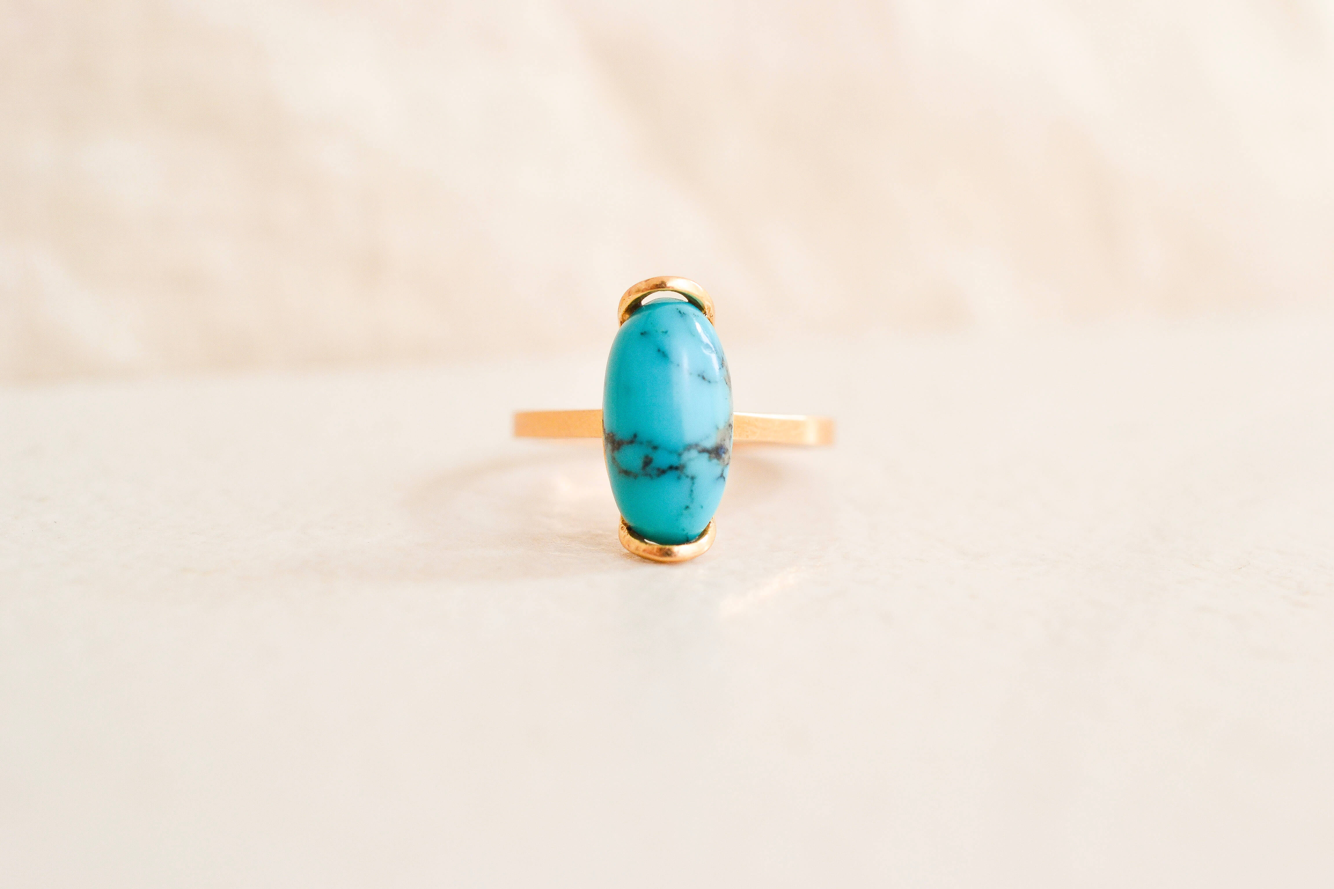 Bague navette cabochon turquoise