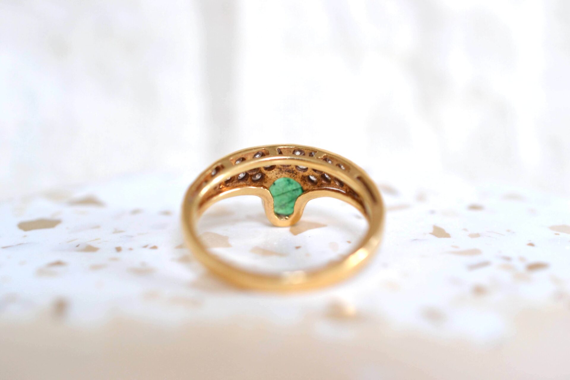Bague Émeraude Diamants forme paon