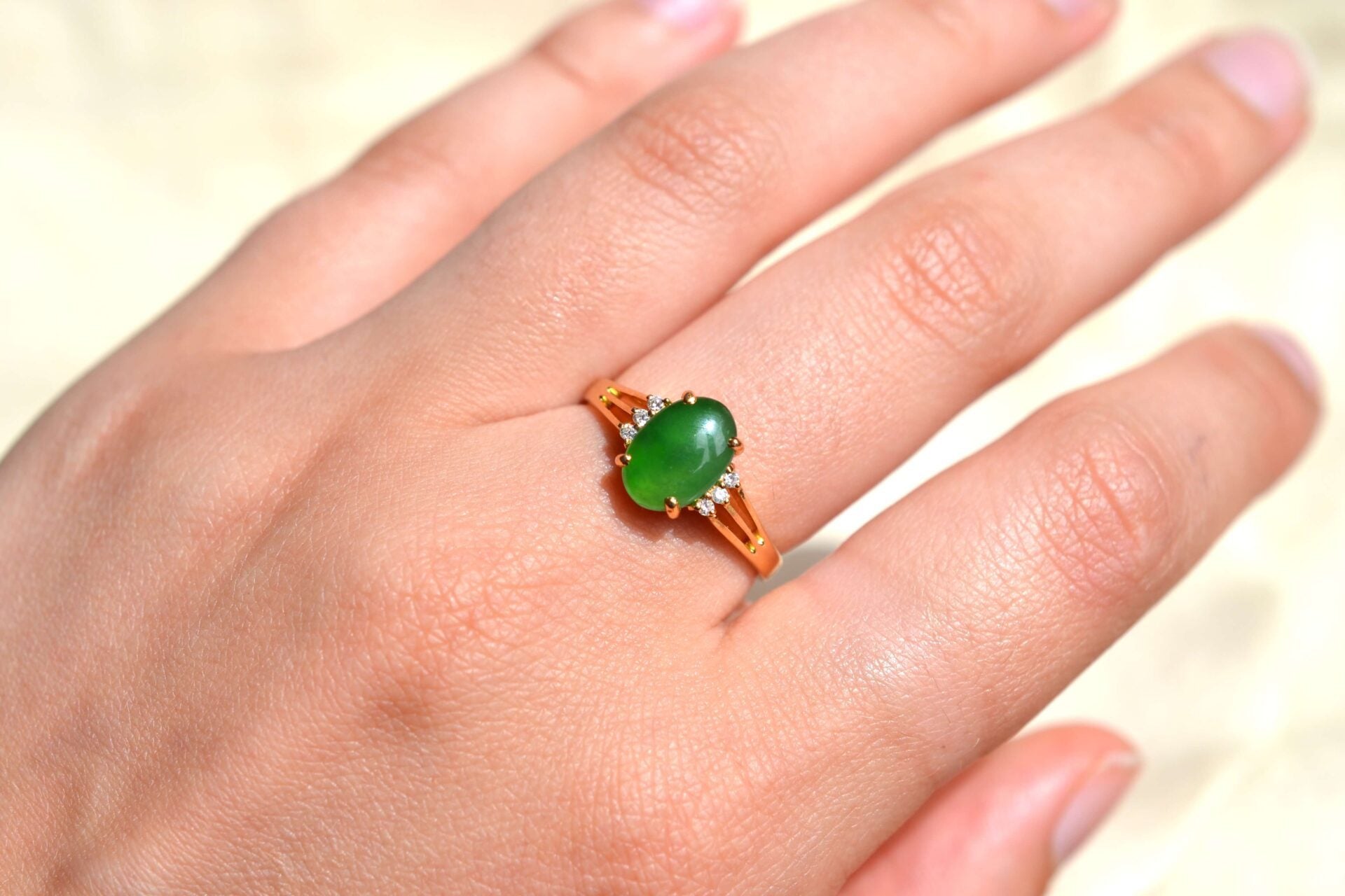 Bague Jade Néphrite et Diamants