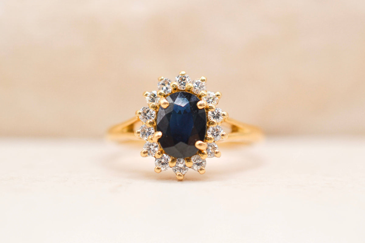 Bague pompadour Saphir Diamants