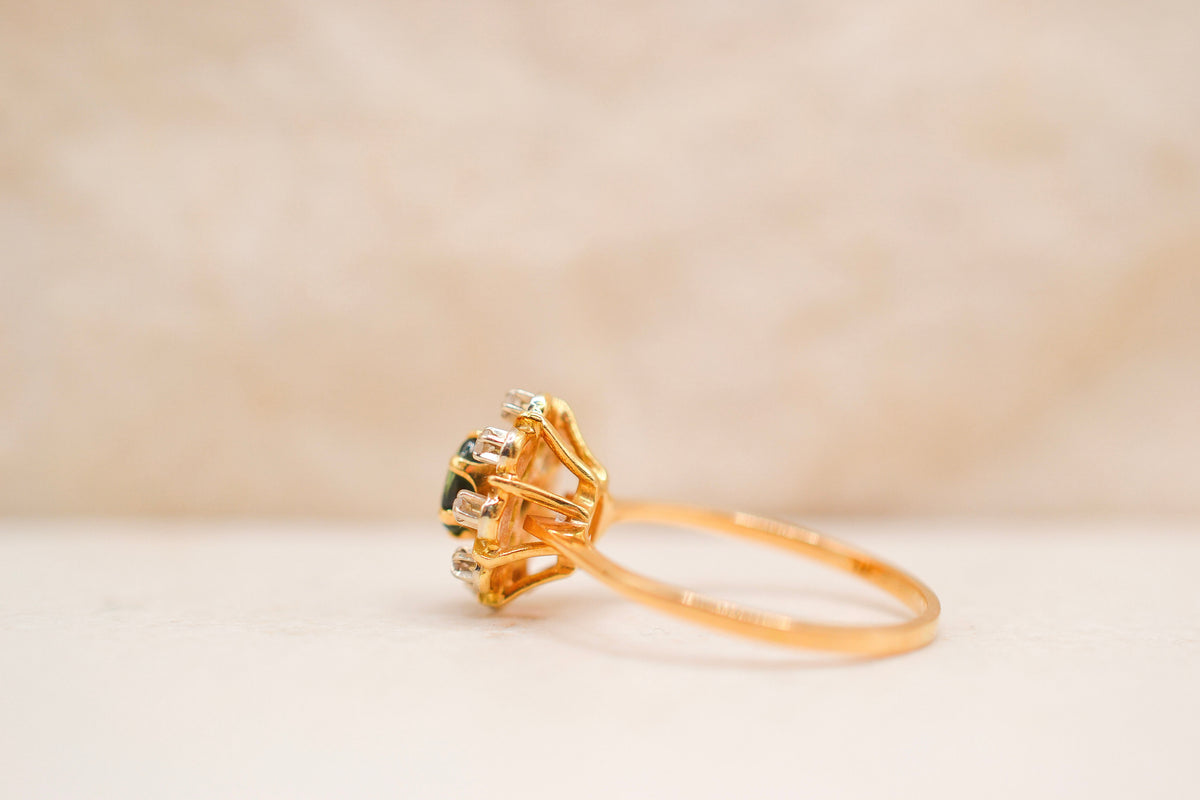 Bague Marguerite ajourée Saphir Diamants