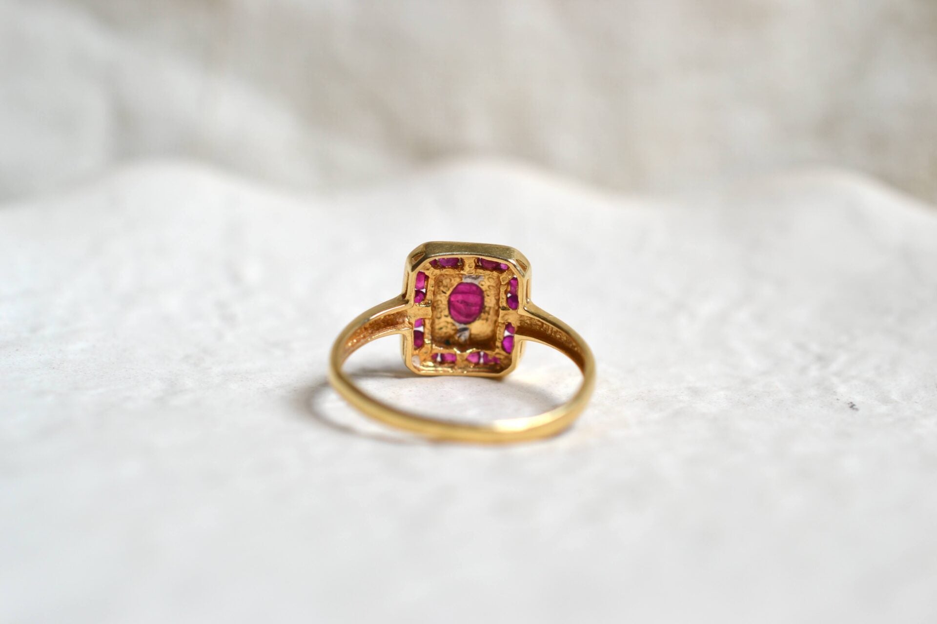 Bague octogonale Rubis Diamants
