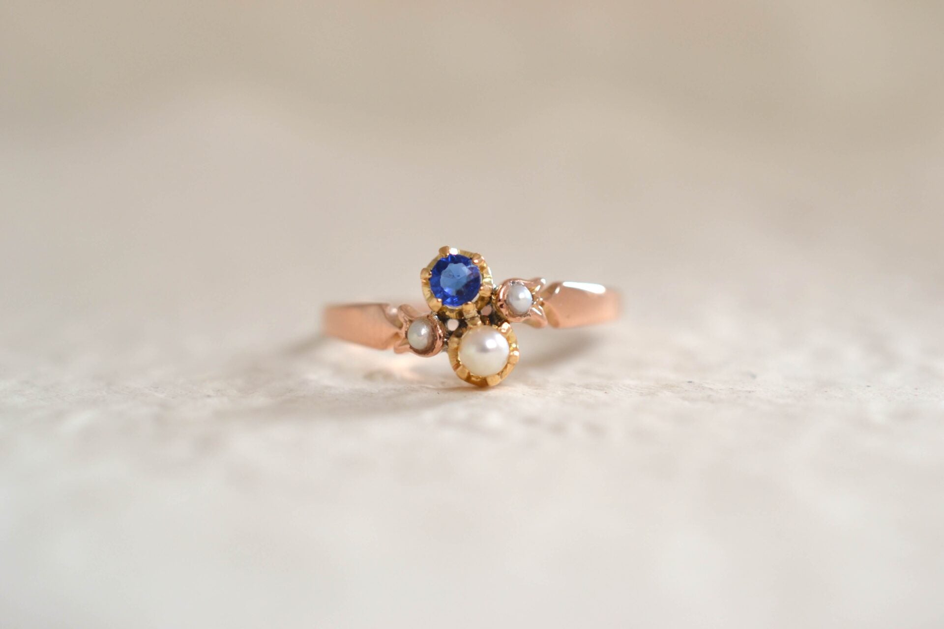 Bague Toi et Moi Saphir Perles