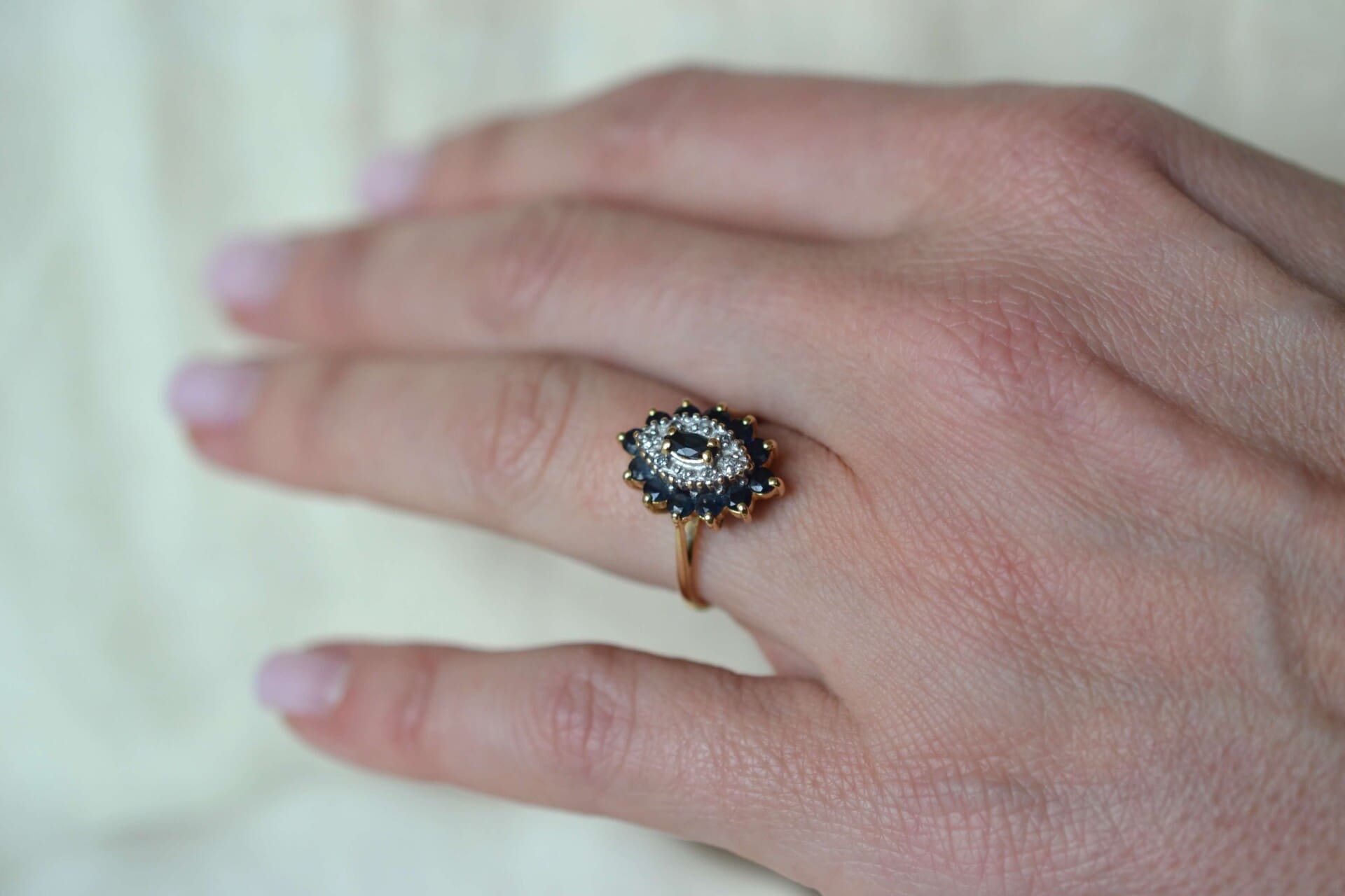 Bague Marquise Saphirs et Diamants