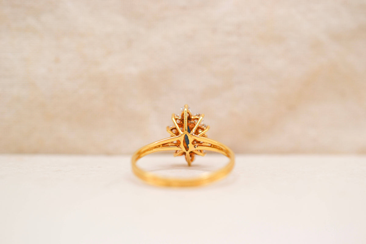 Bague Marquise Saphir et Diamants