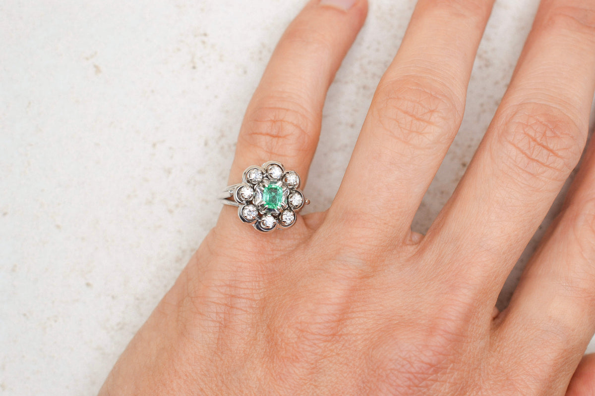Bague flocon Diamants Emeraude