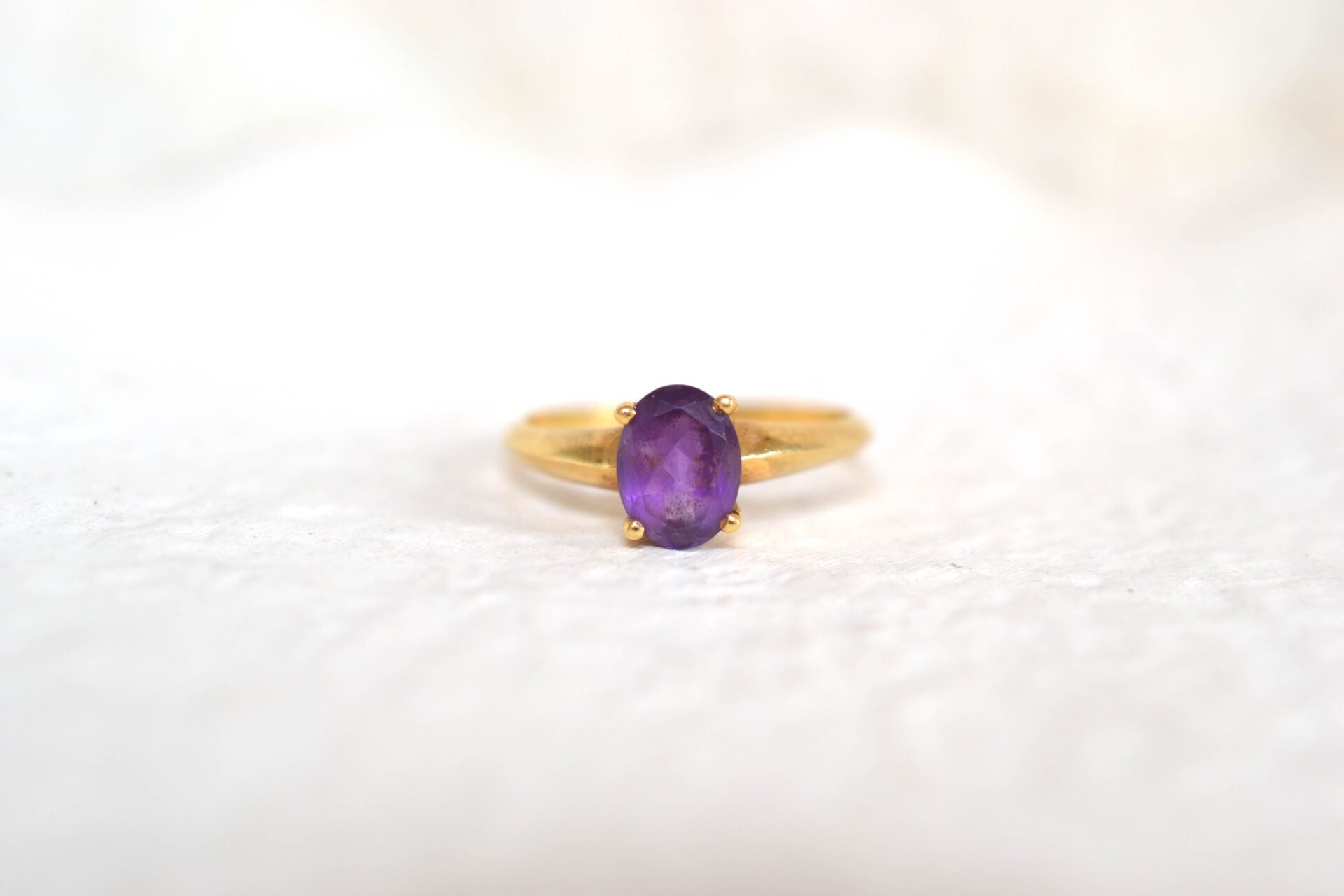 Bague solitaire Améthyste ovale