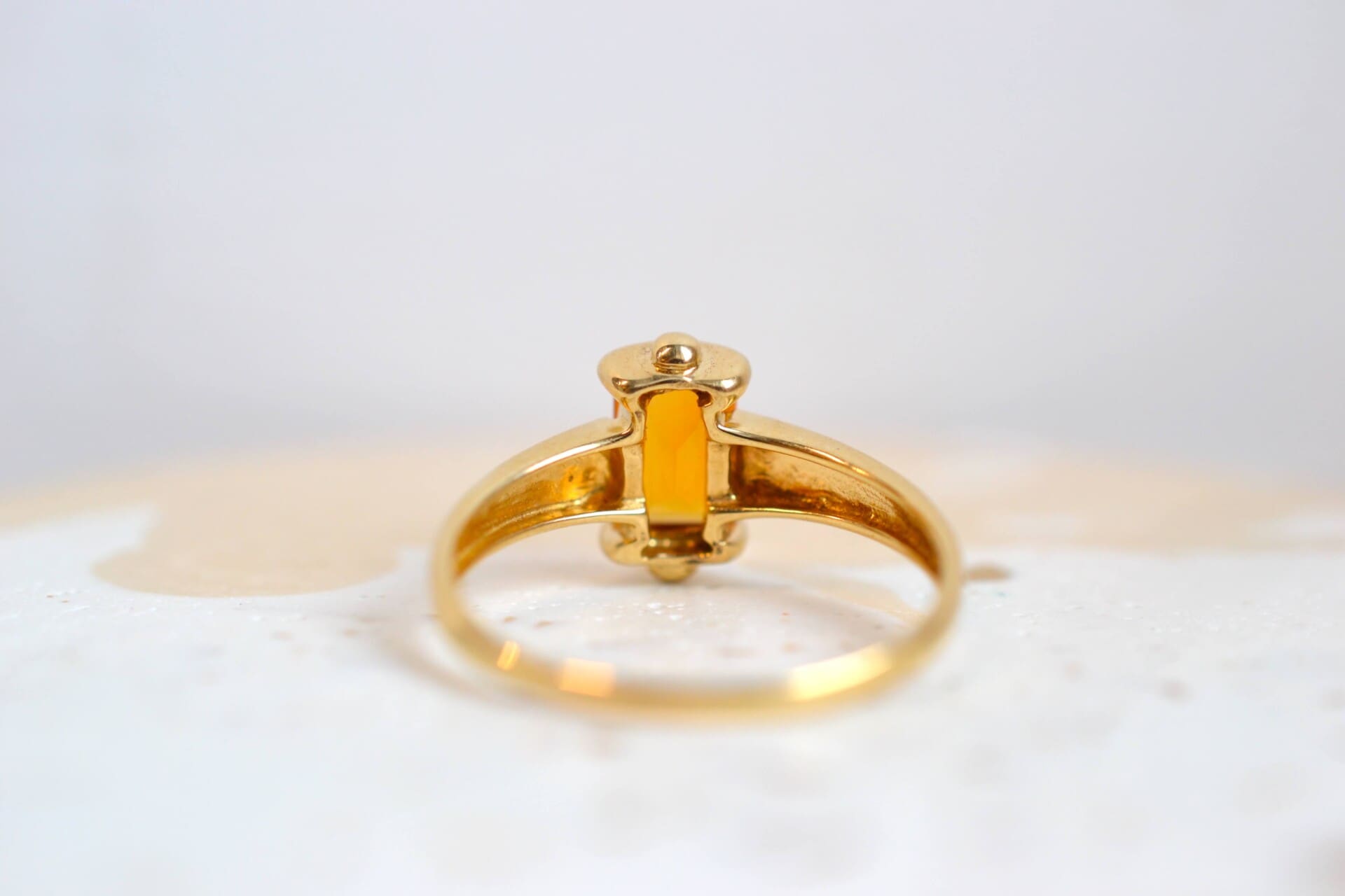 Bague Solitaire Citrine rectangulaire