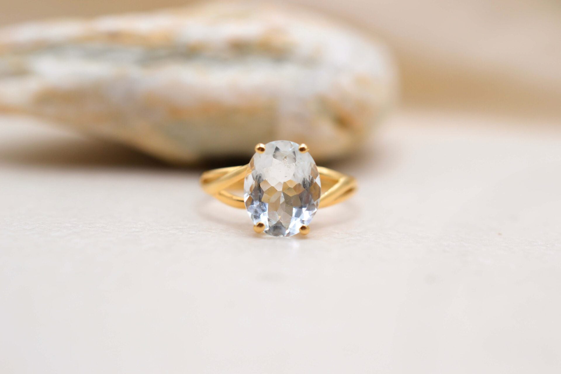 Bague solitaire Aigue-Marine