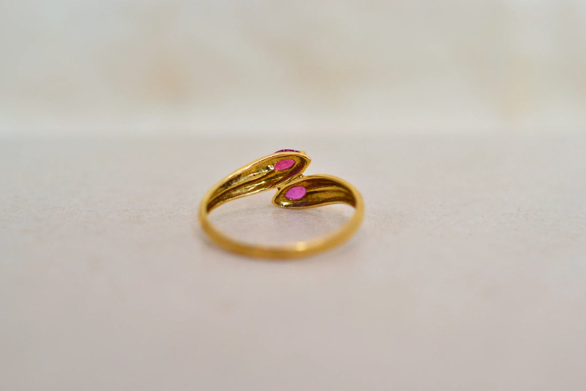 Bague Toi & Moi Rubis navette