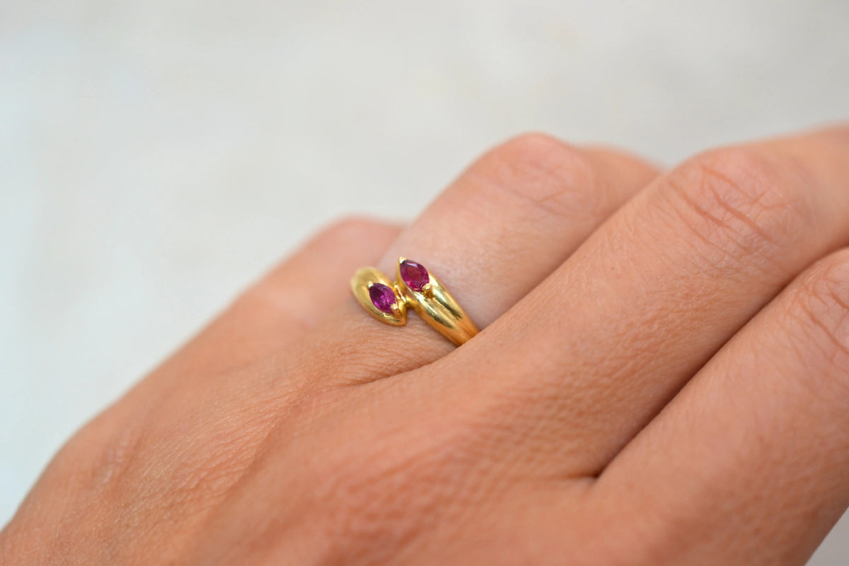 Bague Toi & Moi Rubis navette