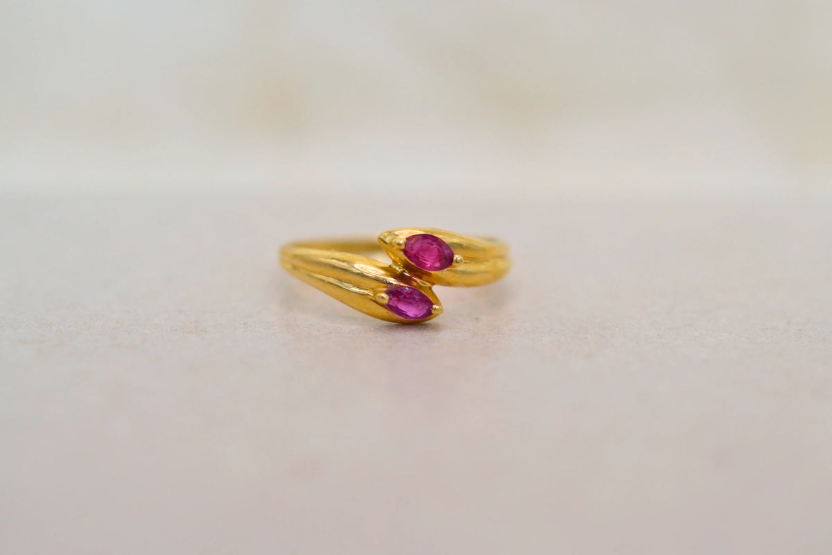 Bague Toi & Moi Rubis navette