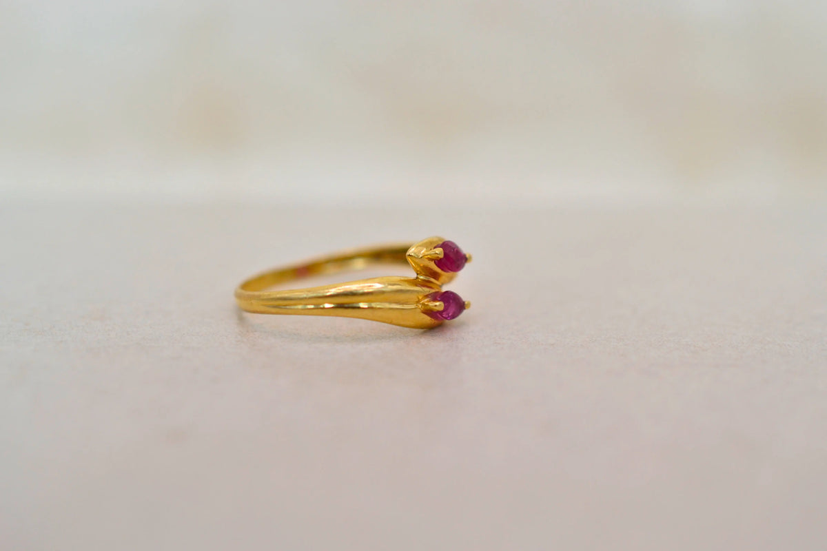 Bague Toi & Moi Rubis navette