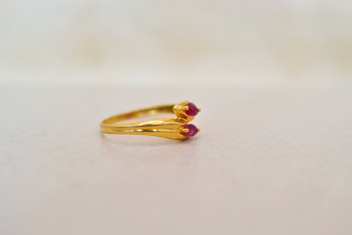 Bague Toi & Moi Rubis navette