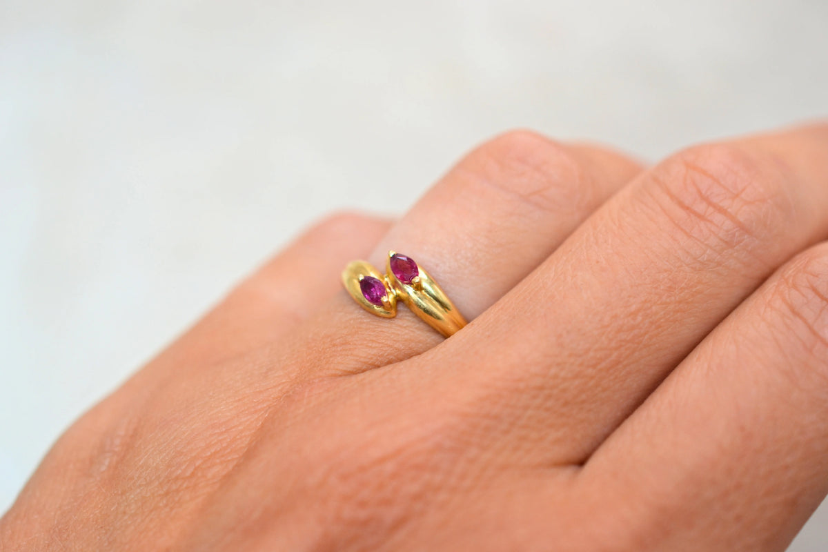 Bague Toi & Moi Rubis navette