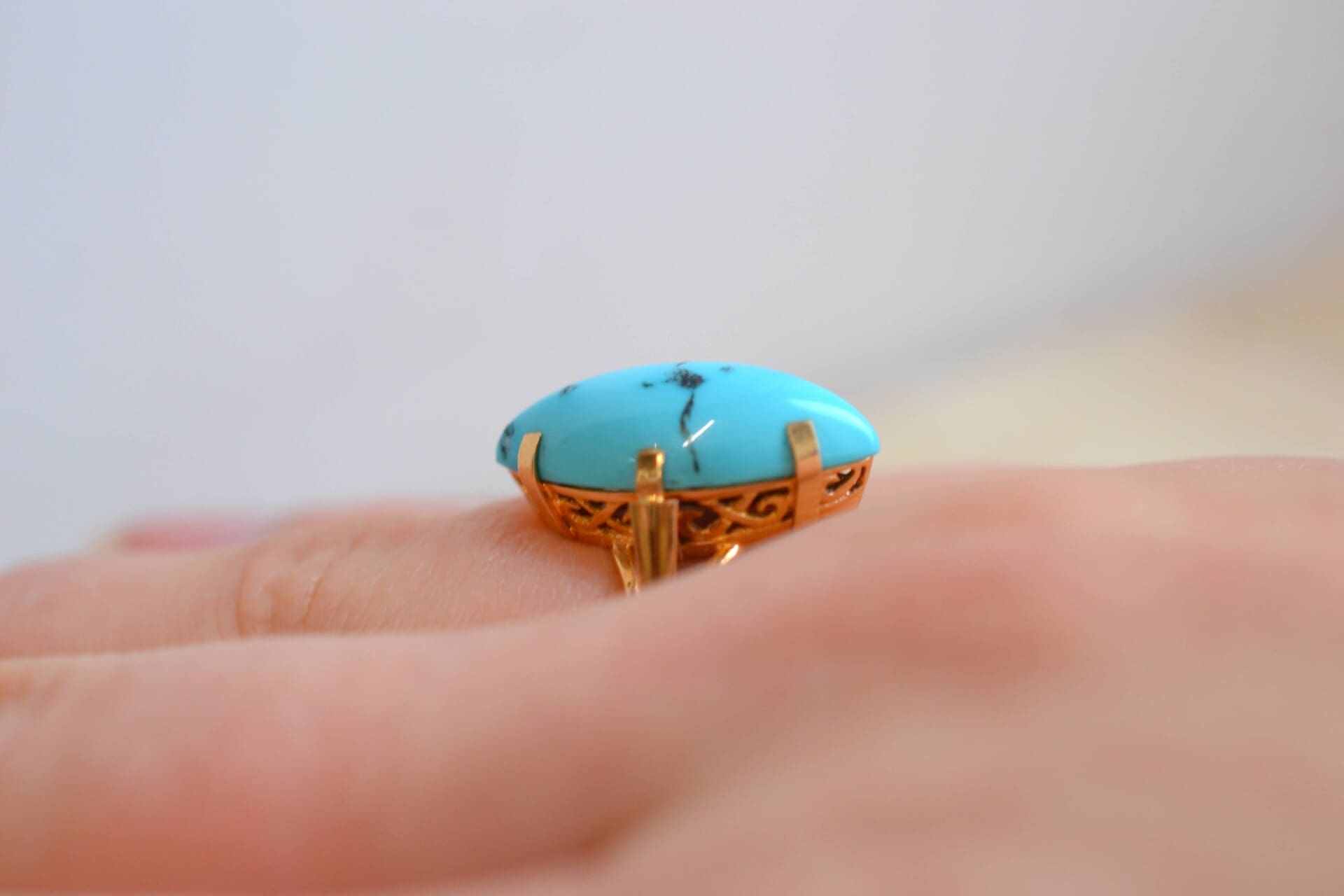 Bague Marquise cabochon Turquoise