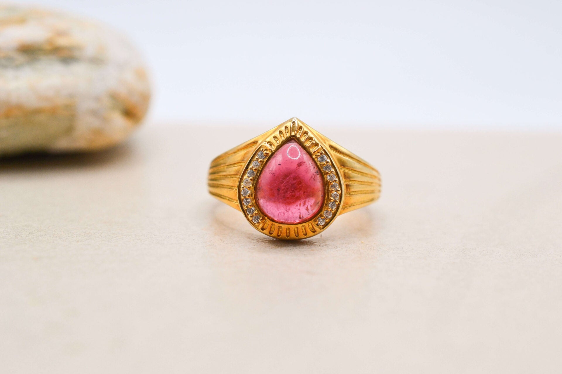 Bague Vermeil Tourmaline rose Oxydes