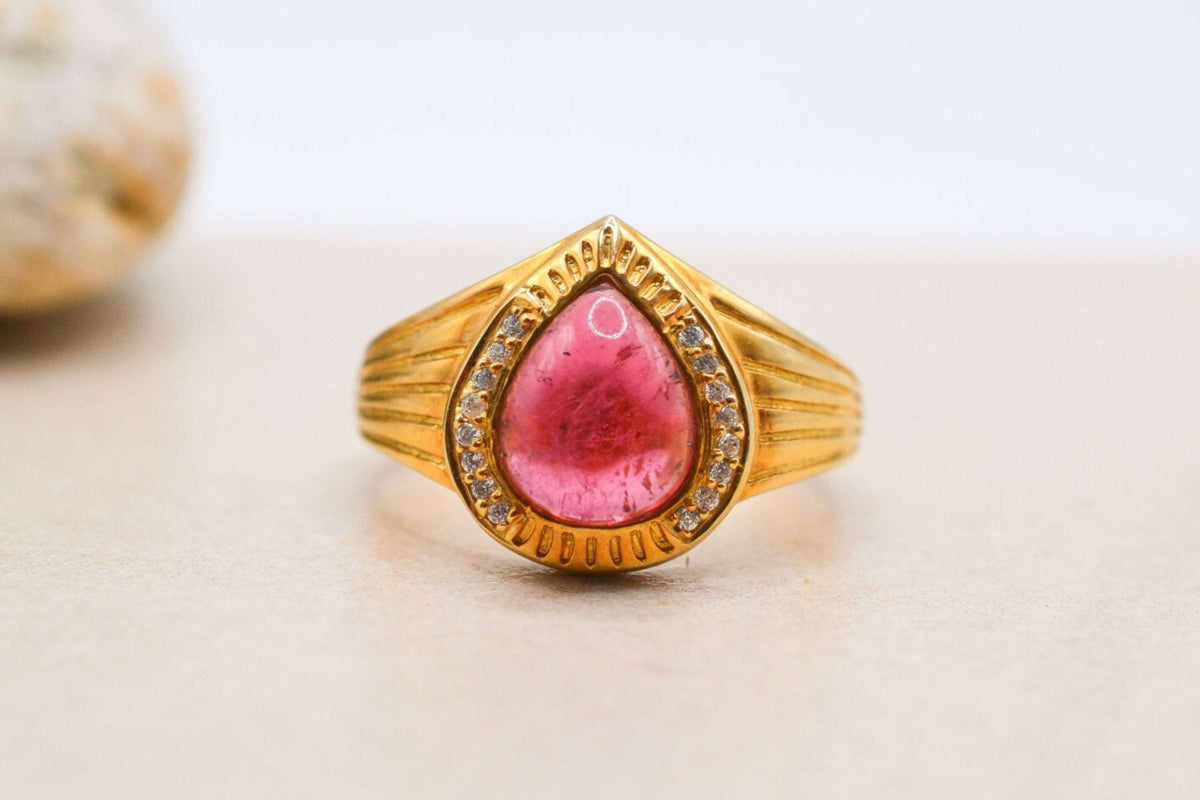 Bague Vermeil Tourmaline rose Oxydes