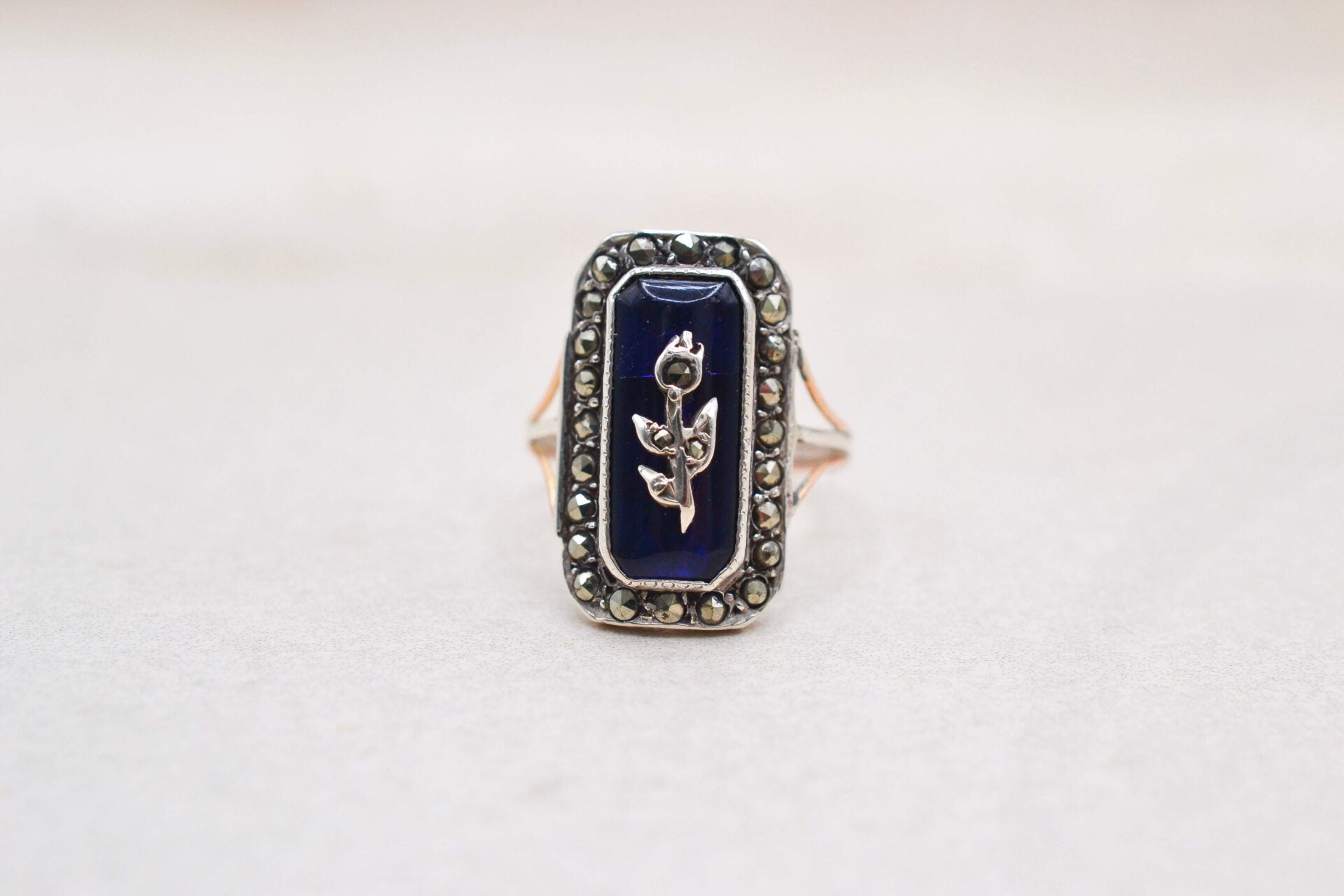Bague Victorienne Émail Marcassite
