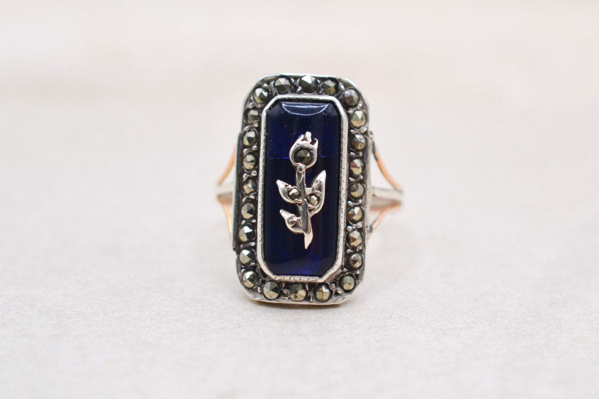 Bague Victorienne Émail Marcassite