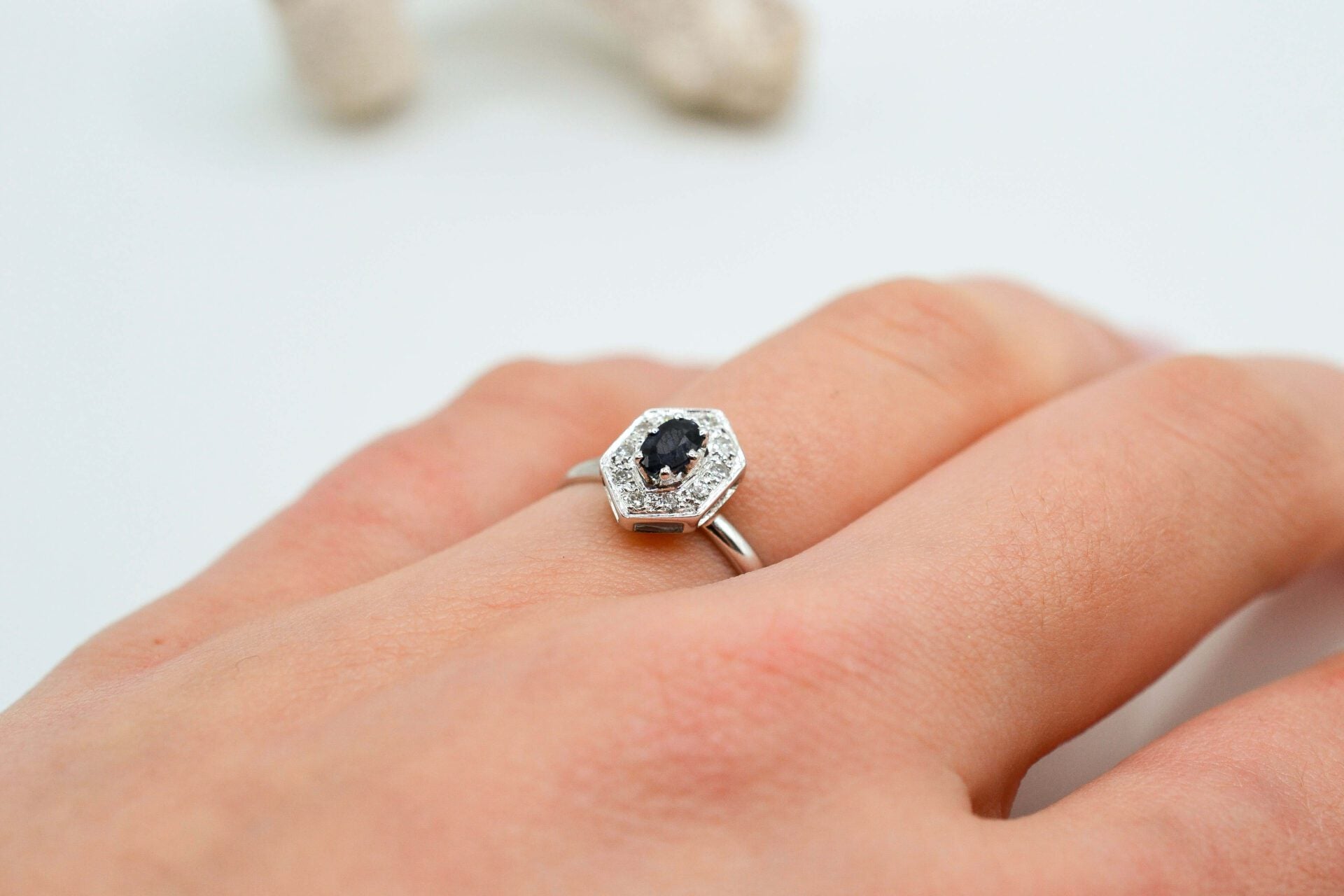 Bague Art Déco Saphir Diamants