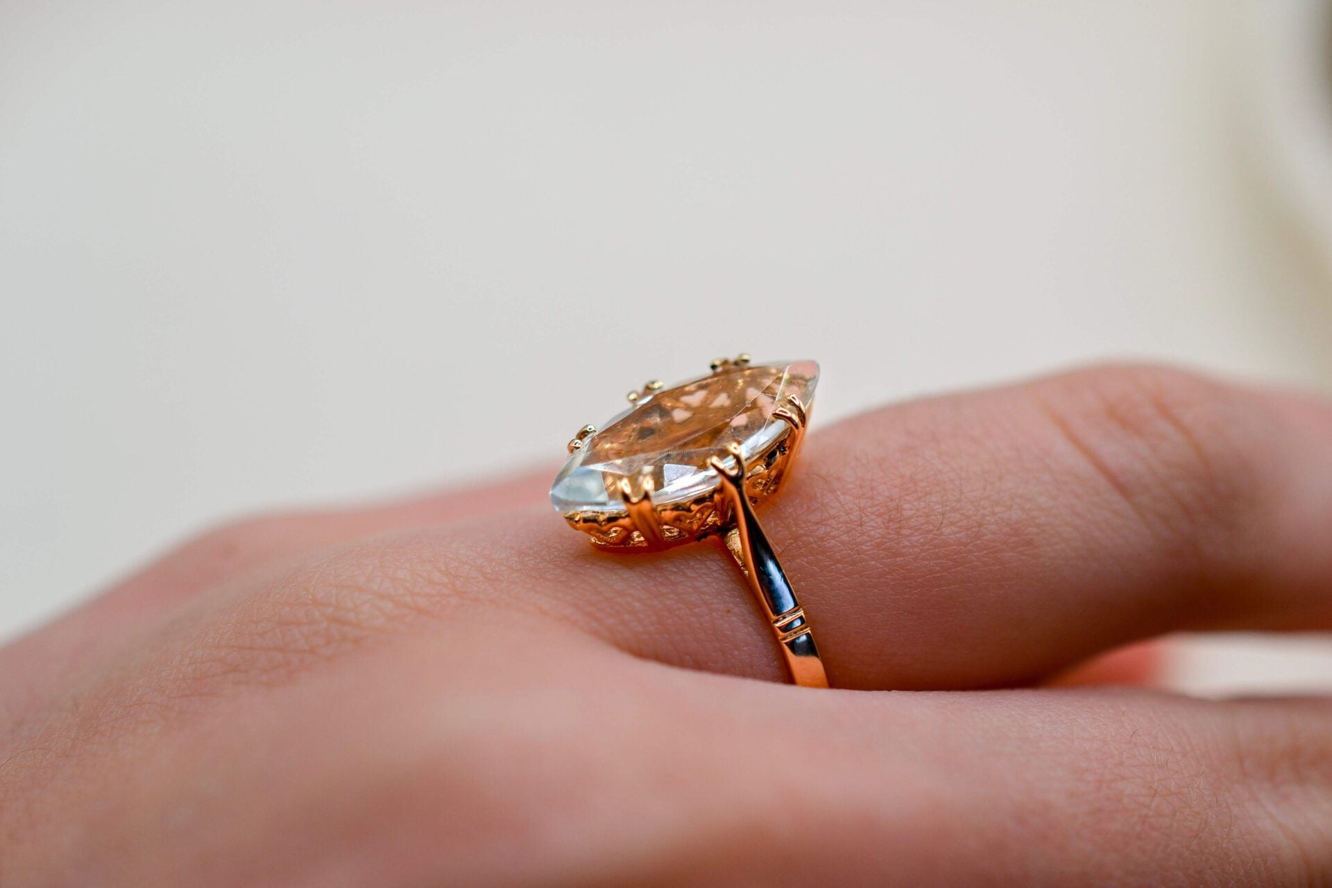 Bague Aigue-Marine taille navette