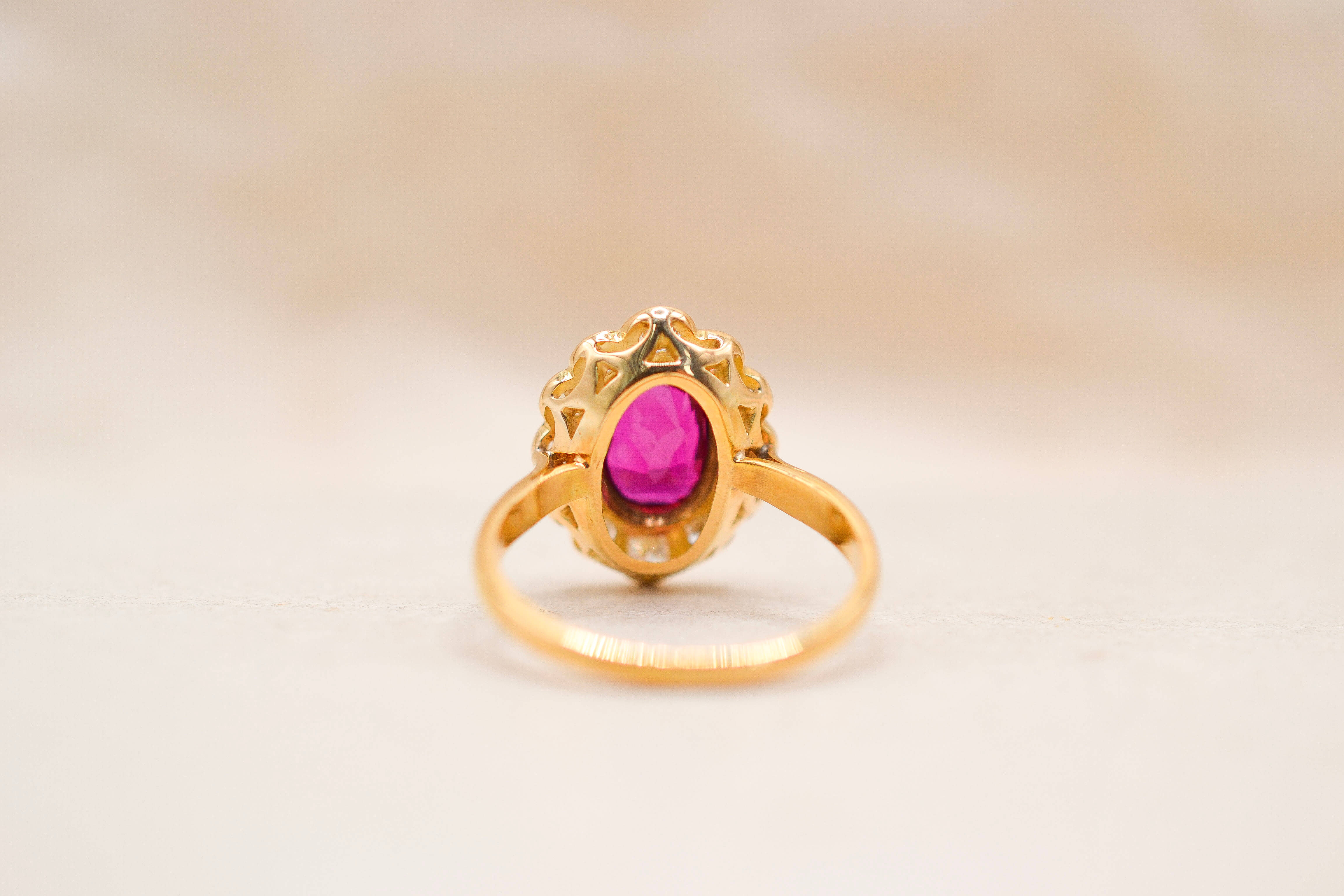 Bague Marguerite Rubis synthèse Diamants