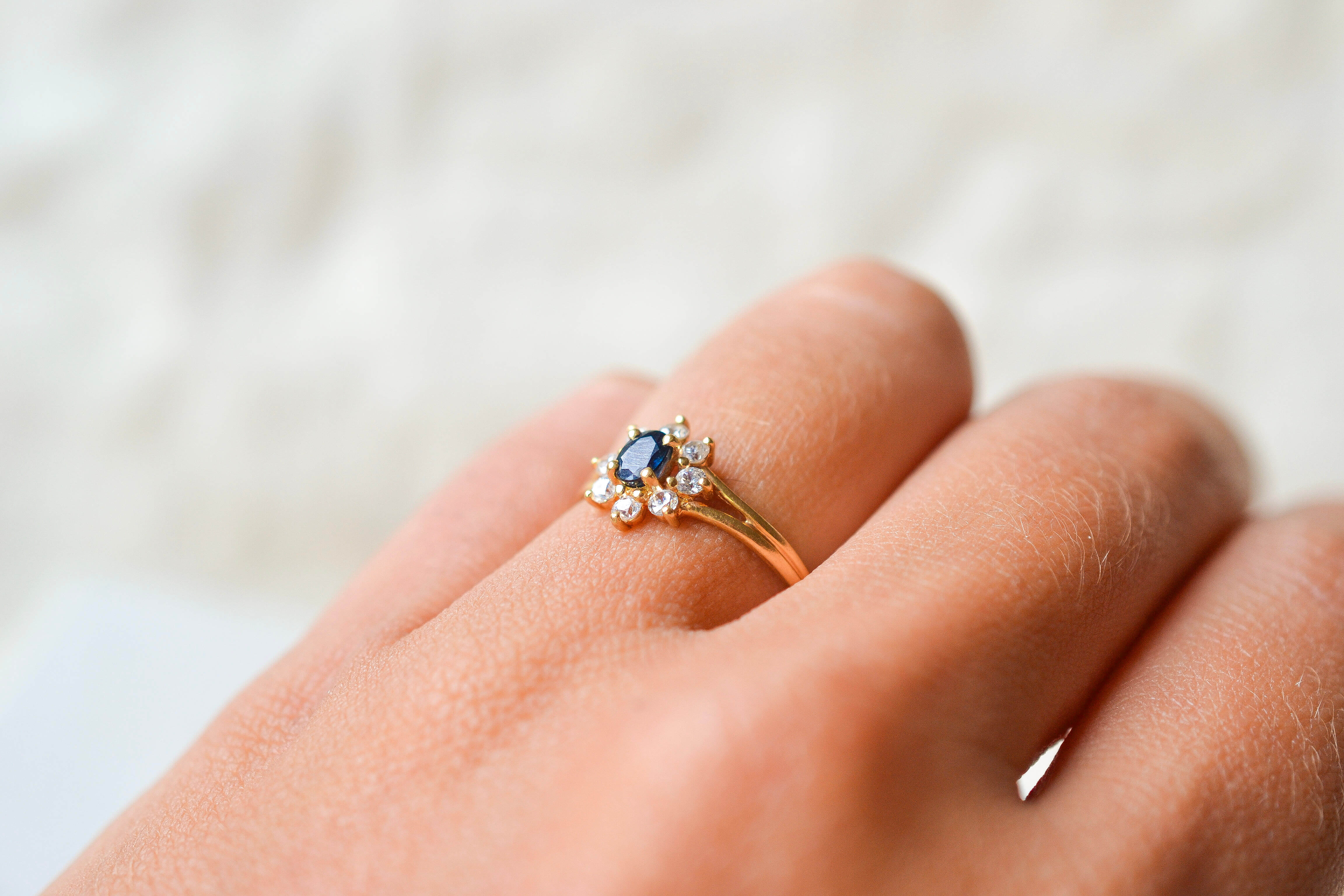 Bague Marguerite fleur Saphir