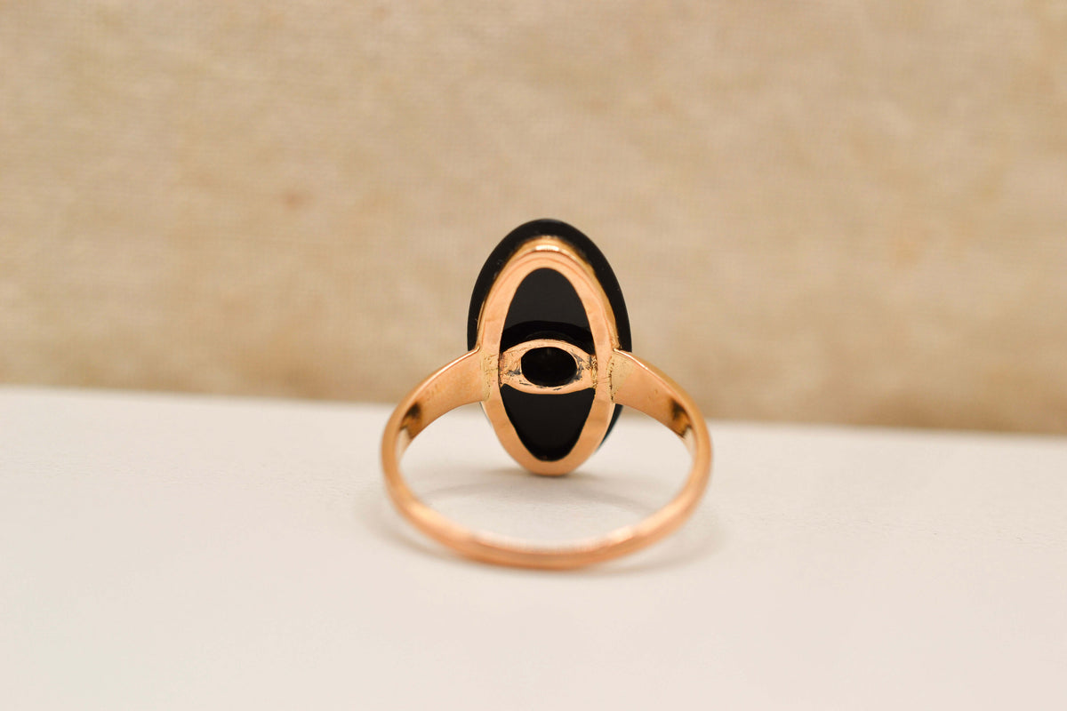 Bague mandorle Onyx & Diamant
