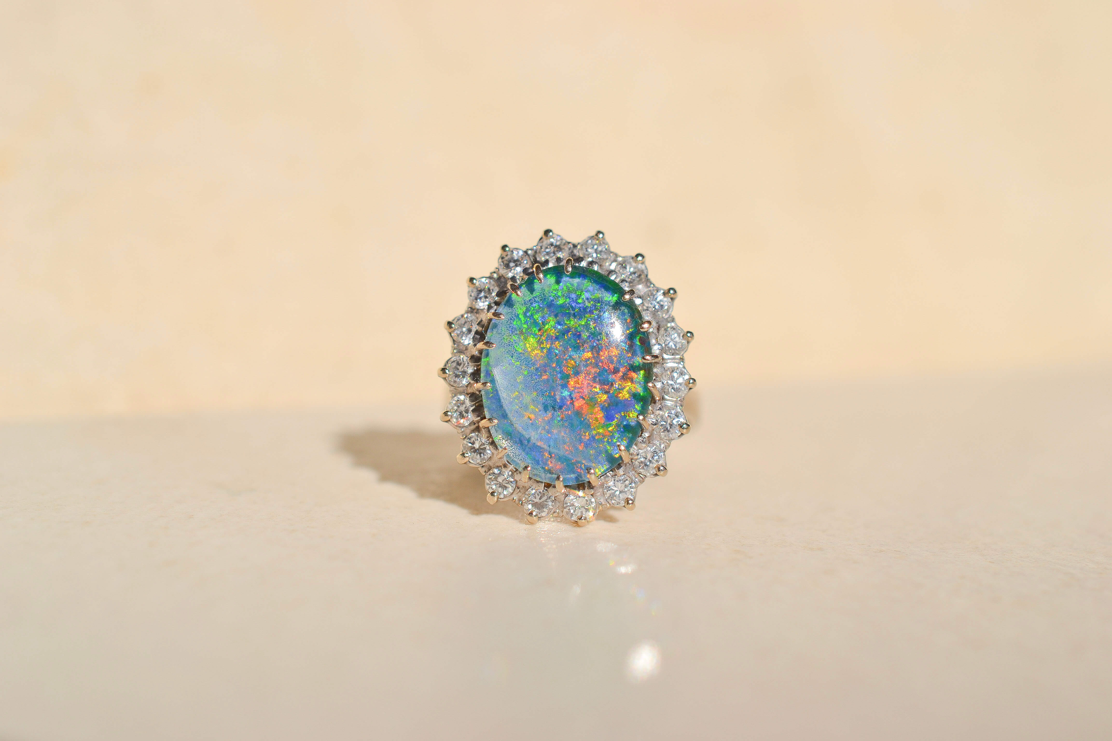 Bague Marguerite doublet Opale 14K