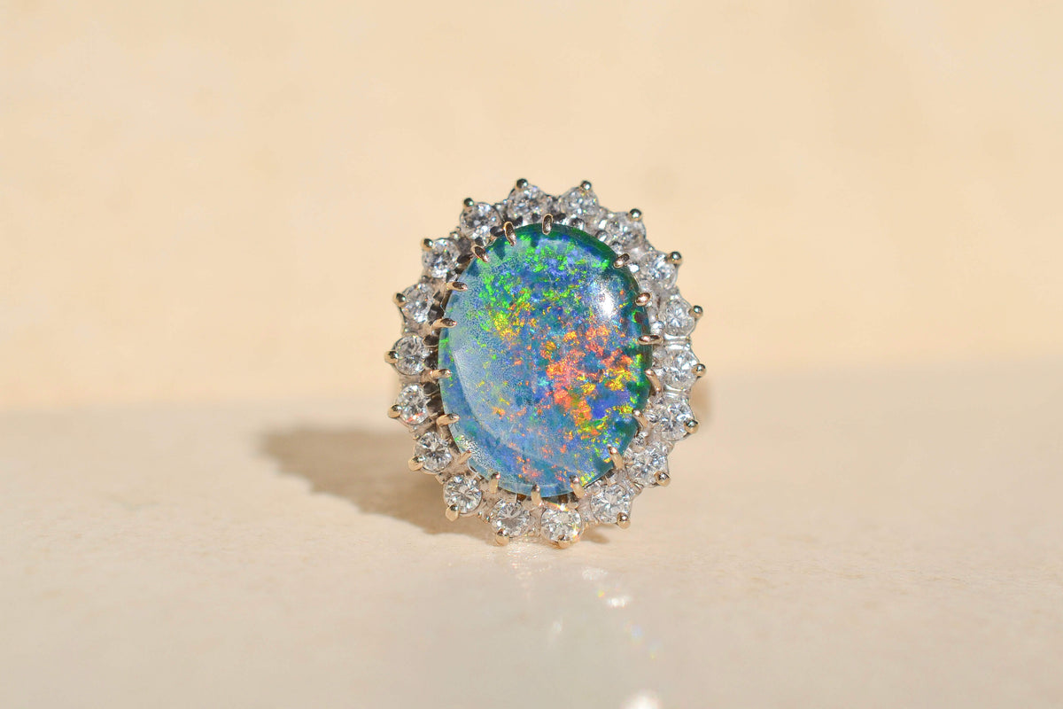Bague Marguerite doublet Opale 14K