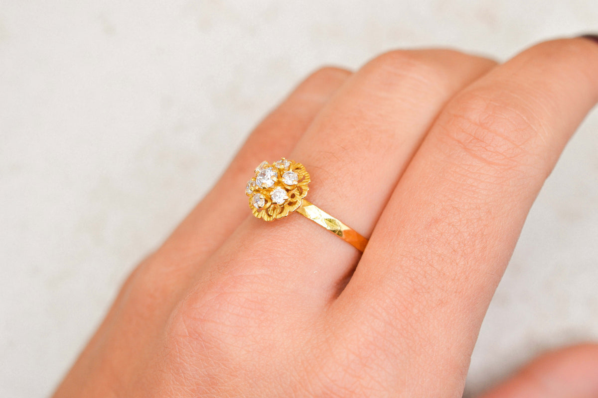 Bague flocon Oxydes Or jaune