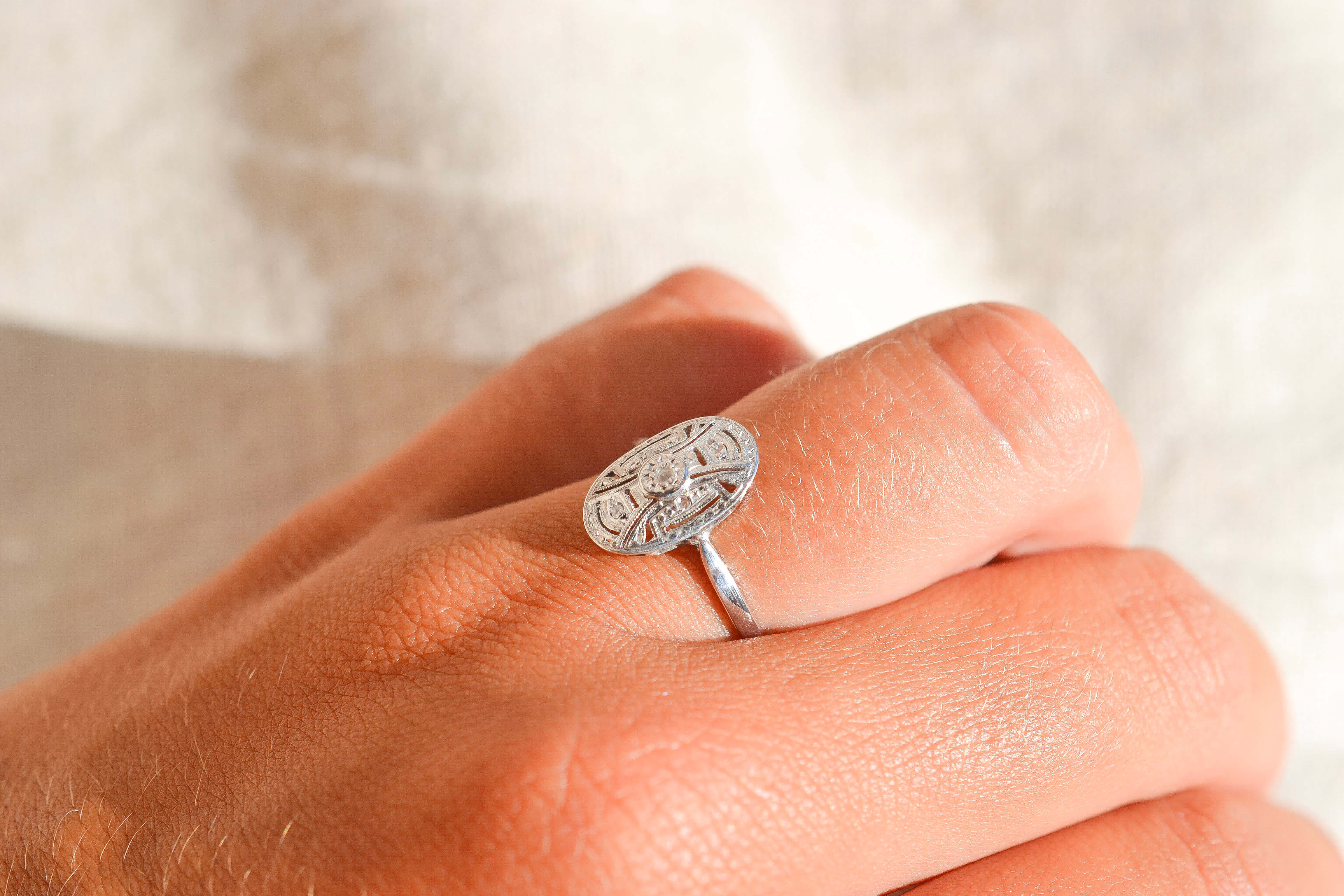 Bague Art Déco Diamants Or blanc