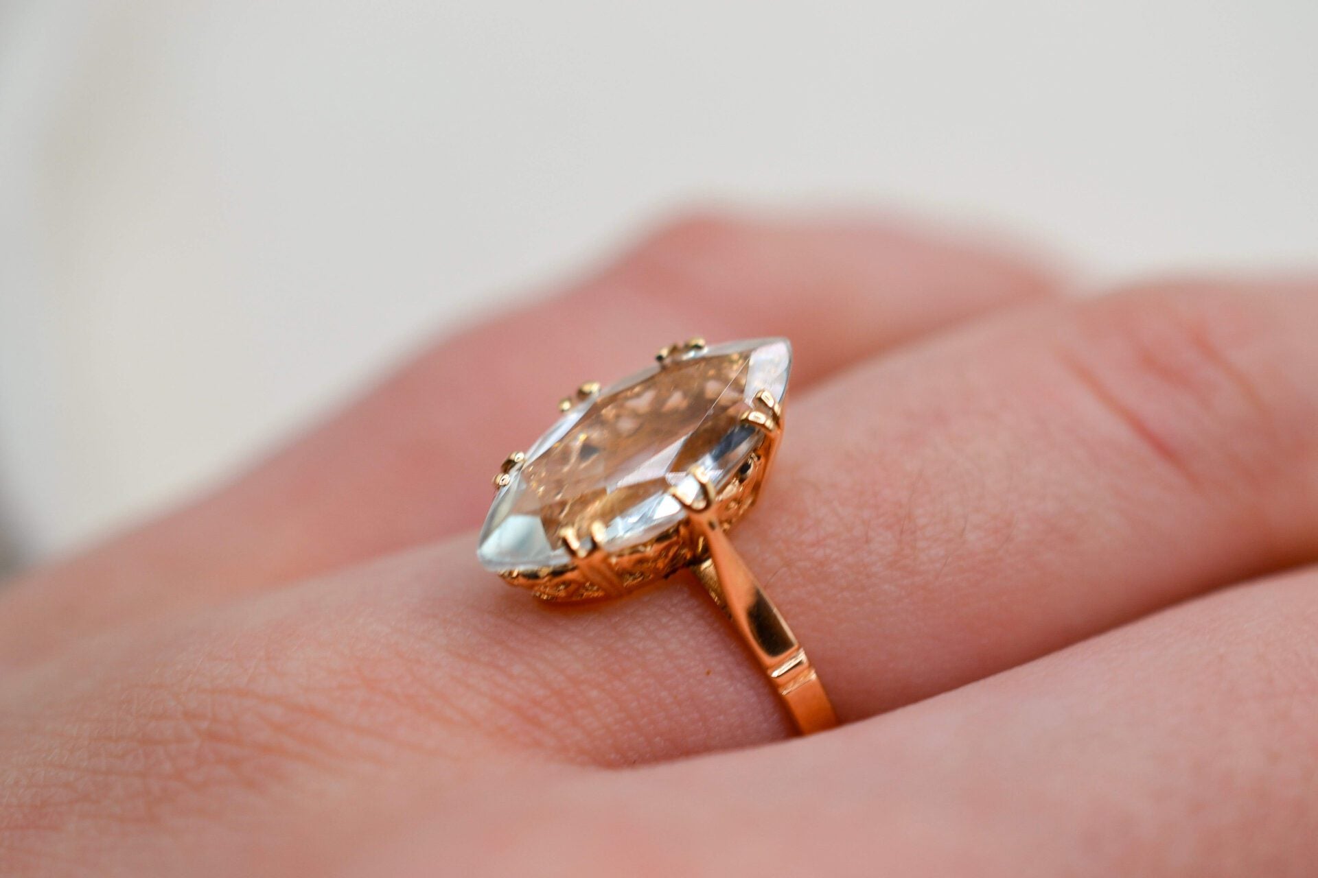 Bague Aigue-Marine taille navette